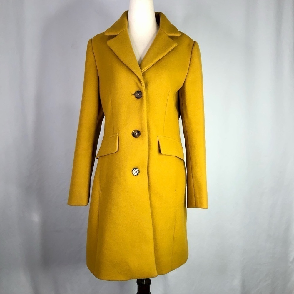 Laundry by Shelli Segal gold mid length coat vegan size small